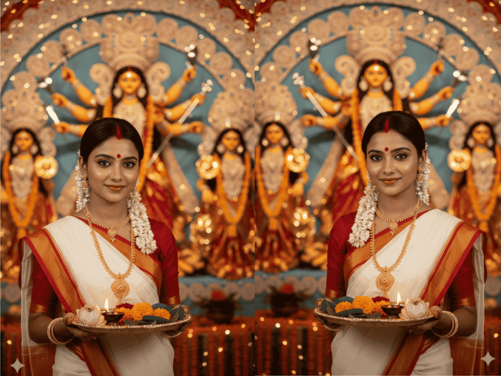 Cinematic Portraits in Durga Puja – Women, Tradition & Festive Art